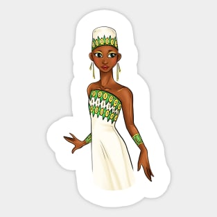 Black is Beautiful - Malawi African Heritage Melanin Girl in traditional outfit Sticker